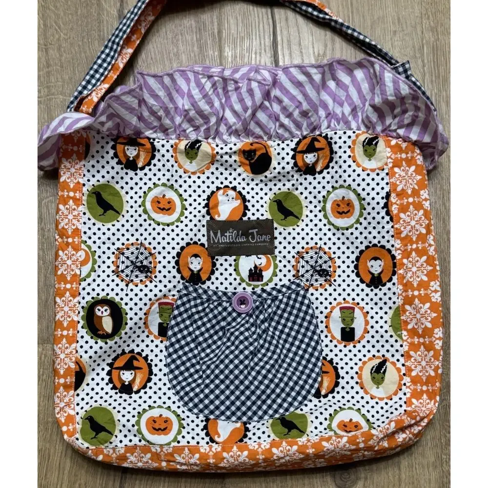 Matilda Jane Tote Halloween Shoulder Bag Fabric Candy Trick Or Treat Reversible